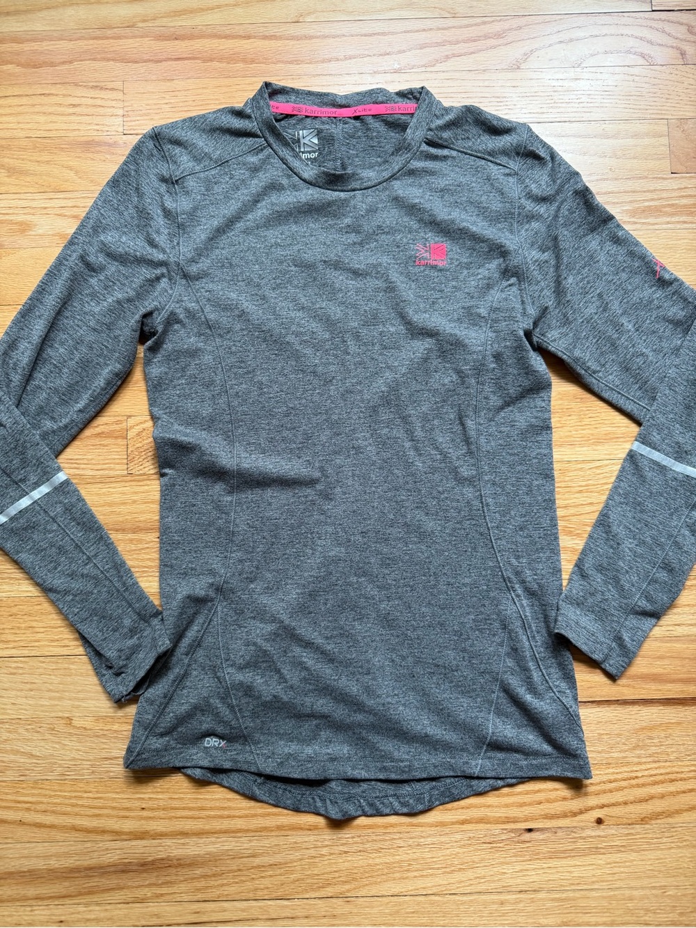 Karrimor Long Sleeve Performance Tee - Gray with Pink Accent